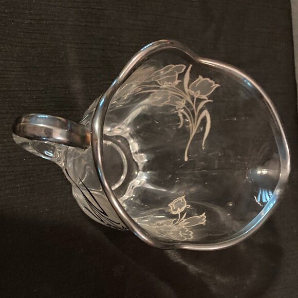 VTG 1939 Duncan Miller Canterbury Art Deco Creamer-Etched Silver & White Overlay - Picture 5 of 10